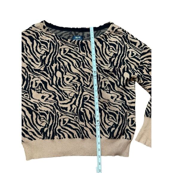 Anthropologie Maeve Boat Neck Sweater Tiger Stripe in Camel Tan & Black Sz M - Picture 9 of 10
